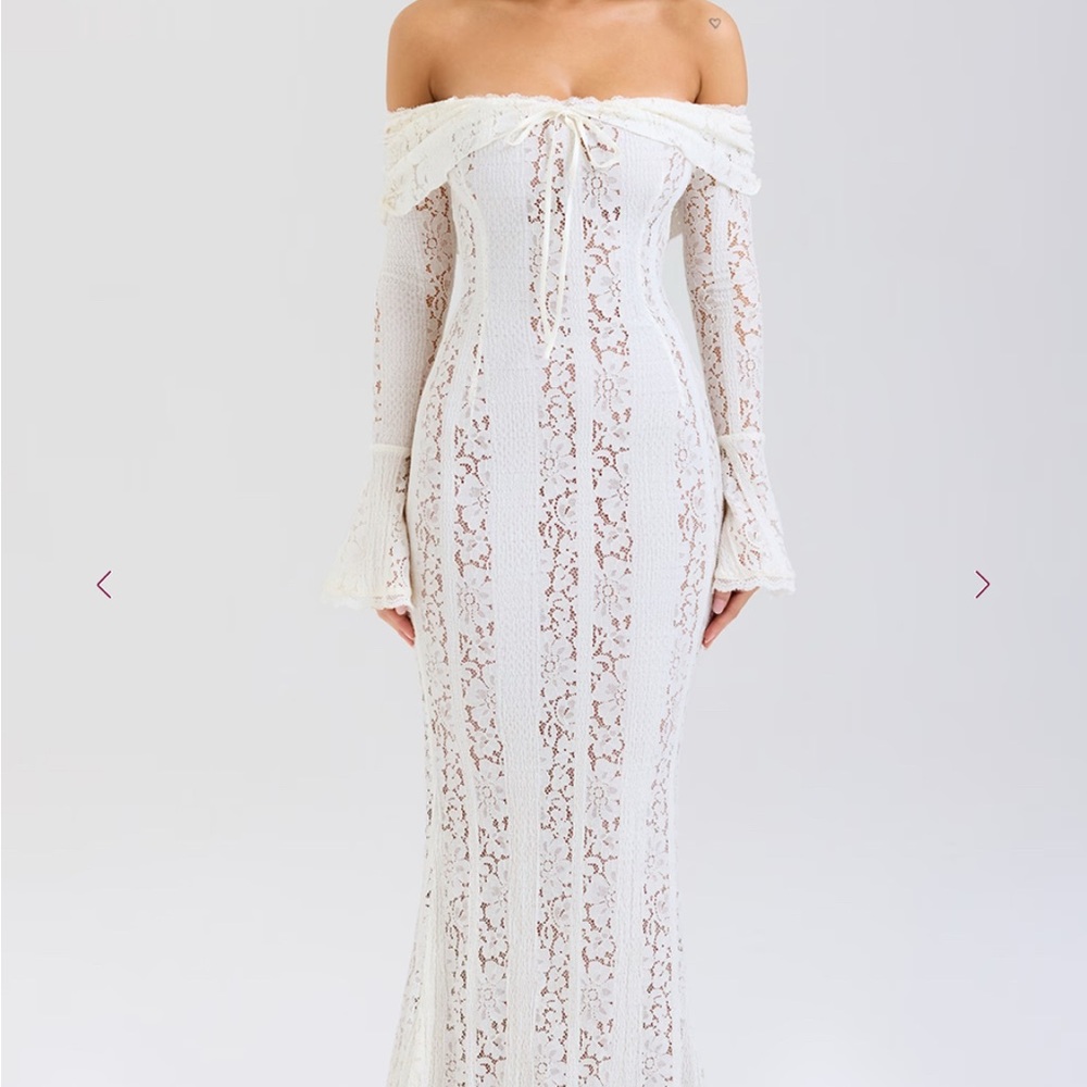 Elegant Off-Shoulder White Lace Dress